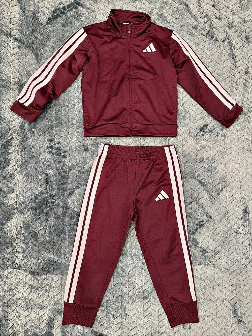 adidas Toddler Adicolor Firebird Track Suit Burgundy & White Boys Size 4